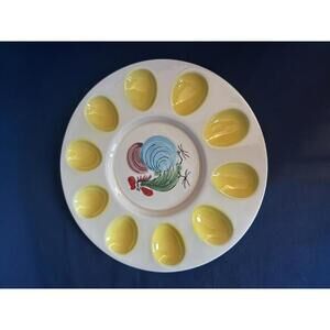 Vtg Napco MCM French County Cottagecore Deviled Egg Plate model Le Chanticlaire